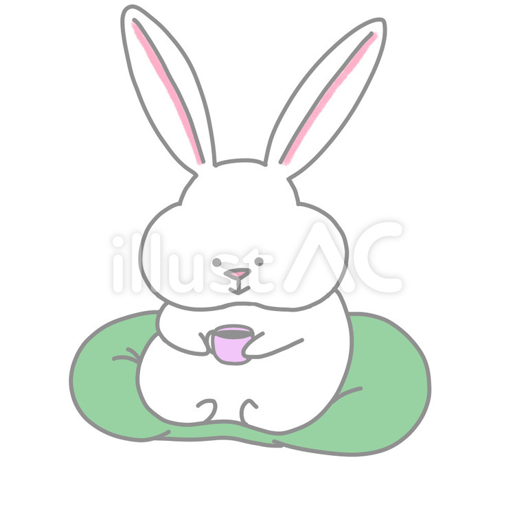うさぎ（白）-飲み物 うさぎ,かわいい,シンプルのイラスト素材