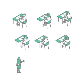 試験のイラスト 試験,教室,生徒,人物,学校のイラスト素材