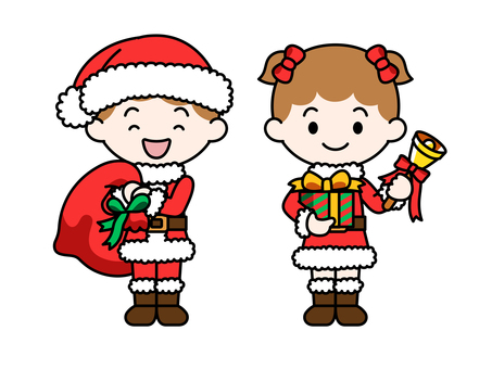 男の子と女の子サンタクロース衣装1