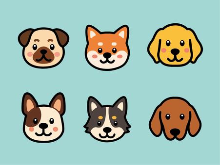 かわいい犬のアイコン 犬,かわいい,犬種,セット,柴犬,ゴールデンレトリーバー,パグ,フレンチブルドッグ,チワワ,ミニチュアダックスフンドのイラスト素材