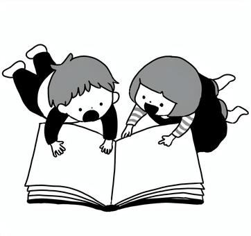 Children reading picture books, , JPG and PNG