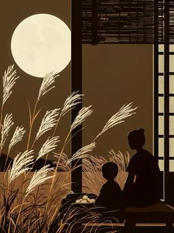 満月の夜に月餅を囲むふたり