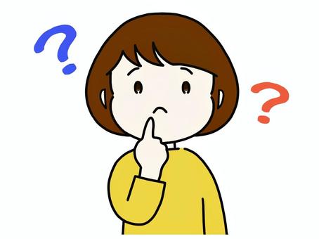 考える人(正面) 考える,悩む,迷う,疑問,女性,女の人,若い,上半身,正面,クエスチョンのイラスト素材