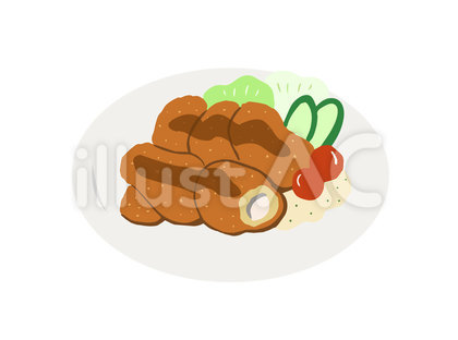 ソースのかかった牡蠣フライ イラスト