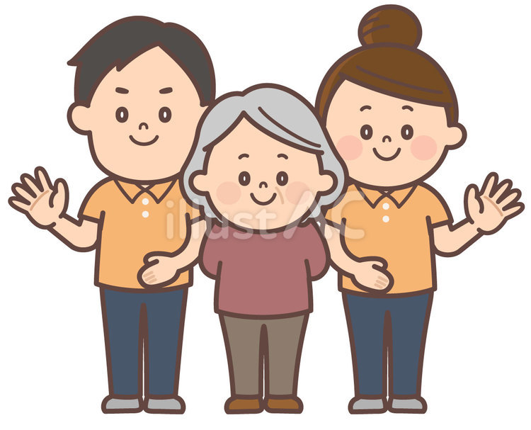 介護士とおばあさん 介護士,福祉スタッフ,老人ホームのイラスト素材