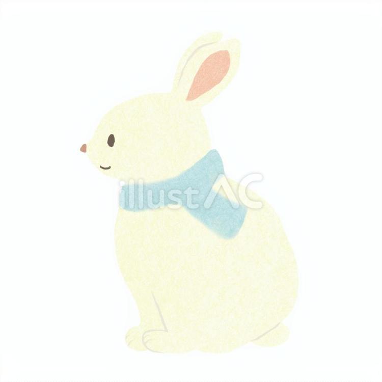 おすわりマフラーうさぎ（ブルー） うさぎ,マフラー,ほんわかのイラスト素材