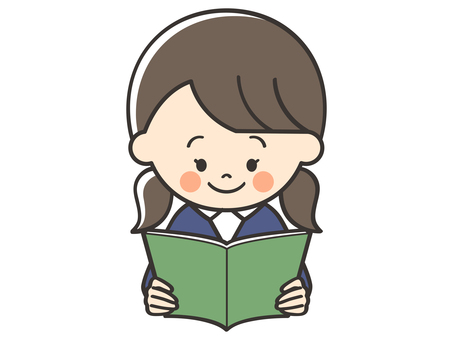 読書をする女子生徒 読書,本,読む,本読み,文庫,小説,冊子,物語,国語,授業のイラスト素材