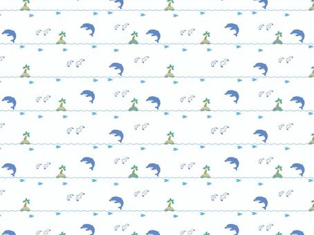 Ocean waves and dolphins pattern 5, JPG and EPS Ocean waves and dolphins pattern 5, yunus, palmiye, okyanus, JPG and EPS
