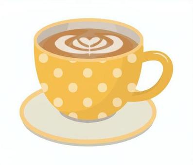 コーヒー20 コーヒー,珈琲,湯気,ホットコーヒー,コーヒーカップ,水玉,おしゃれ,ソーサー,カフェ,喫茶店のイラスト素材