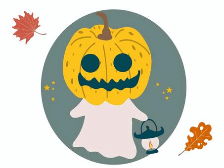 ジャックランタン ジャック・オー・ランタン,カボチャ,野菜,ハロウィン,秋,食べ物,ハロウィーン,紅葉,葉っぱ,カエデのイラスト素材
