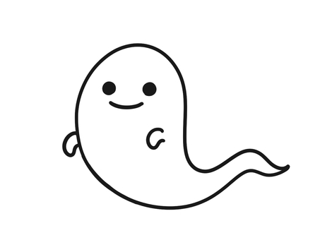 ハロウィン　シンプルオバケ　イラスト 白黒,オバケ,幽霊,ハロウィン,お化け,かわいい,イラスト,可愛い,デフォルメ,シンプルのイラスト素材