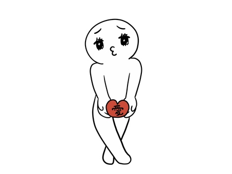 ハートを差し出す棒人間(愛) ハート,棒人間,people,人間,人物,シンプル,かわいい,手書き,手描き,挿し絵のイラスト素材