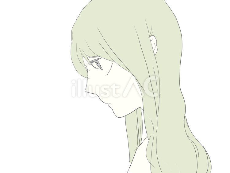 笑ってない女性の横顔 女性,横顔,人物のイラスト素材