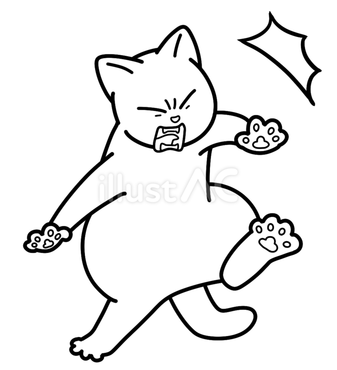 驚く猫(線画) 線画,驚く,ビックリのイラスト素材