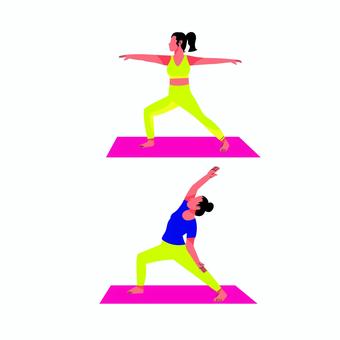 ヨガ 0108 ヨガ,ポーズ,運動,エクササイズ,トレーニング,女性,男性,ヨガマット,ストレッチ,フィットネスのイラスト素材