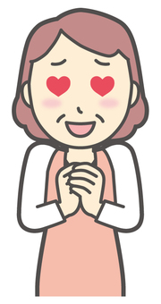  エプロンおばちゃん-019-バスト 好き,おばちゃん,エプロン,お母さん,ママ,中年,おばさん,主婦,人物,かわいいのイラスト素材