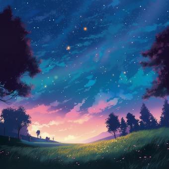 Illustration, starry sky, night sky, night, 