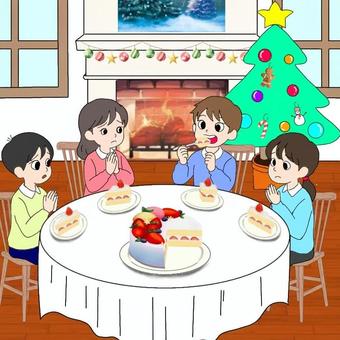 【SSTワーク】先に食べる クリスマス,パーティー,ケーキ,食べる,療育,保育,学習,教材,プリント,ソーシャルスキルのイラスト素材