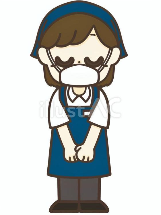 お辞儀をする女性店員 女性,店員,スタッフのイラスト素材