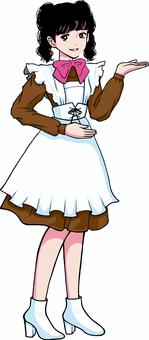 Guidance pose brown maid clothes girl, a maid, maid clothes, twin tail, JPG, PNG and AI