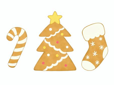 ジンジャークッキー2 ジンジャークッキー,クリスマス,クッキー,お菓子,食べ物,生姜,クリスマスツリー,靴下,キャンディケイン,杖のイラスト素材
