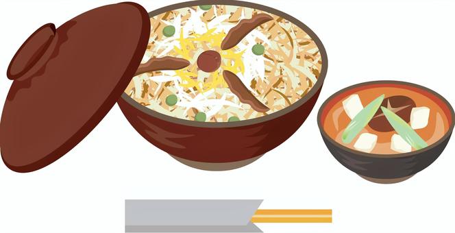 かにめし定食（味噌汁付き） かにめし定食,かにめし,定食,味噌汁,かにのイラスト素材