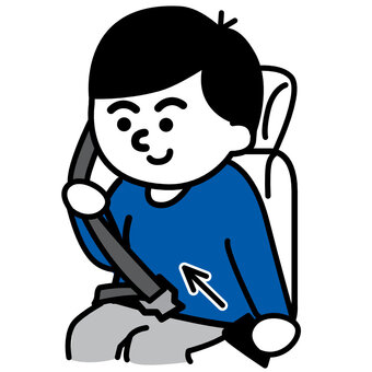 シートベルトを外す　移動手順イラスト シートベルト,生活動作,車,降車,交通マナー,手順,交通安全のイラスト素材