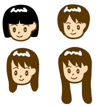 女性　髪型 髪型,女性,女の子,少女,小学生,中学生,高校生,大学生,学生,おかっぱのイラスト素材