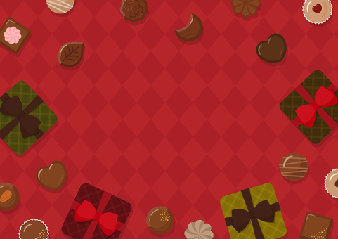 バレンタインのプレゼントとチョコの背景 バレンタイン,背景,チョコレート,チョコ,ハート,プレゼント,リボン,バレンタインデー,2月,冬のイラスト素材