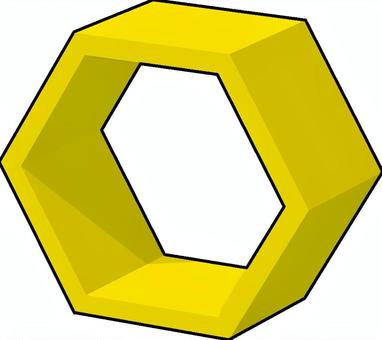 ハニカム 幾何学,立体,図形,ハニカム,六角形,黄色,蛍光色,3dcg,デフォルメ,背景透過のイラスト素材