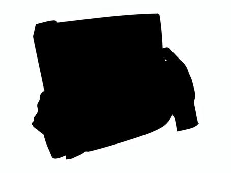 サランラップを切る手元のシルエット サランラップ,手元,切る,使う,保存,手描き,シルエット,黒のイラスト素材