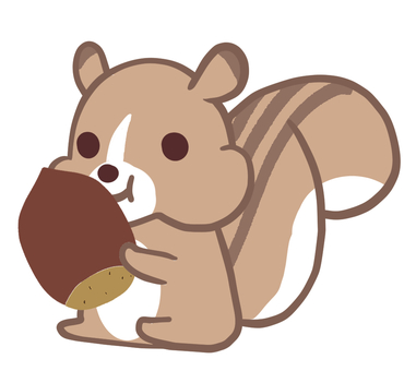 どんぐりとリス リス,どんぐり,秋,手描き,ポップ,おしゃれ,シンプル,アイコン,素材,イラストのイラスト素材