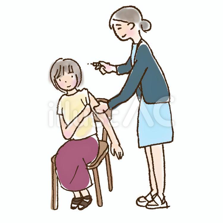 ワクチン接種、力抜いてくださいね。 注射,予防接種,ワクチンのイラスト素材