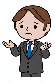 困惑する人 お手上げ,悩み,困惑,苦悩,苦しみ,挫折,男性,スーツ,ビジネス,会社員のイラスト素材