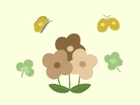 Illustration, flower, spring, butterfly, 
