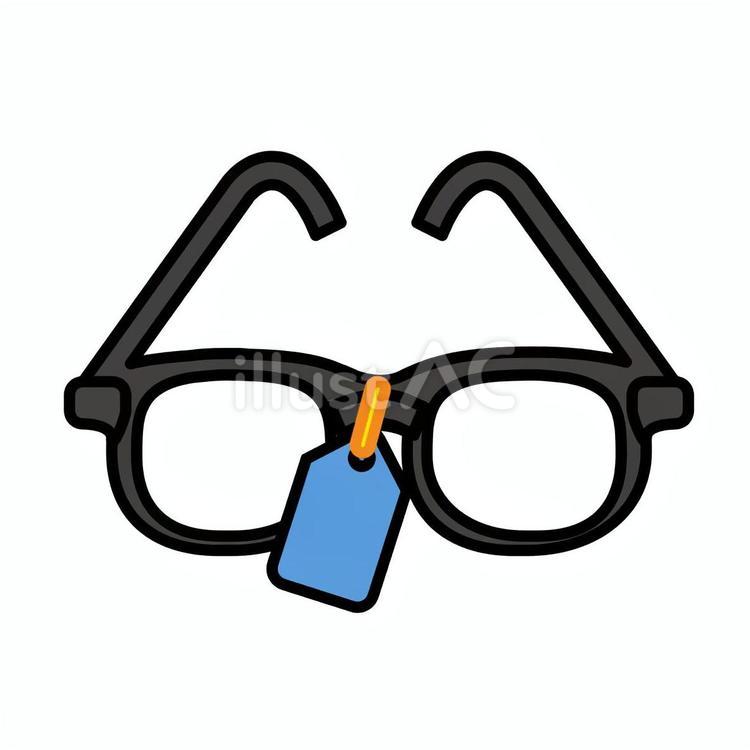 眼鏡屋 眼鏡,値札,黒縁のイラスト素材