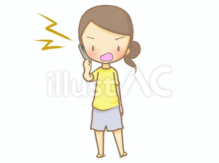 全身-女性-通話中-怒る210623イラスト - No: 2654715｜無料イラスト・フリー素材なら「イラストAC」
