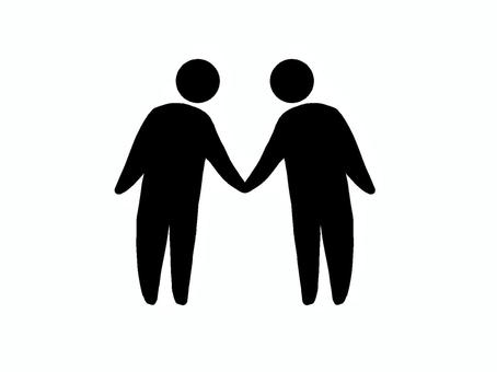 手をつないでいる人達のイラスト　ビジネス 棒人間,人物,よろしく,解決,仲良し,協力,契約,シンプル,手書き,かわいいのイラスト素材