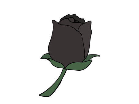 黒薔薇 つぼみ 薔薇,花,植物,葉,黒,つぼみ,主線あり,イラスト素材,広告,チラシのイラスト素材