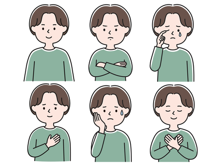 MIX01 上半身 男性_影 CEM 男性,メンズ,笑う,笑顔,怒る,叱る,泣く,悲しい,安心,安堵のイラスト素材