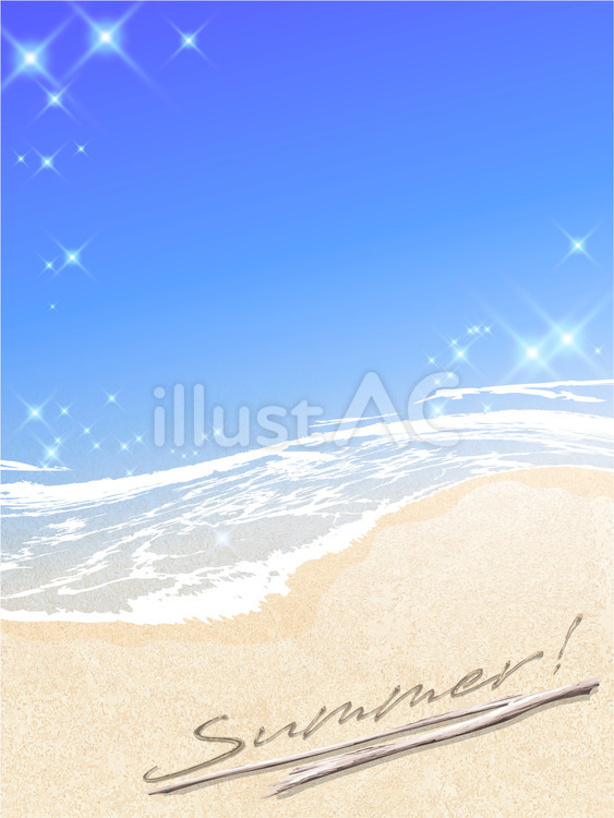 夏のビーチ　サマー！の砂文字　su187 海,夏,キラキラのイラスト素材