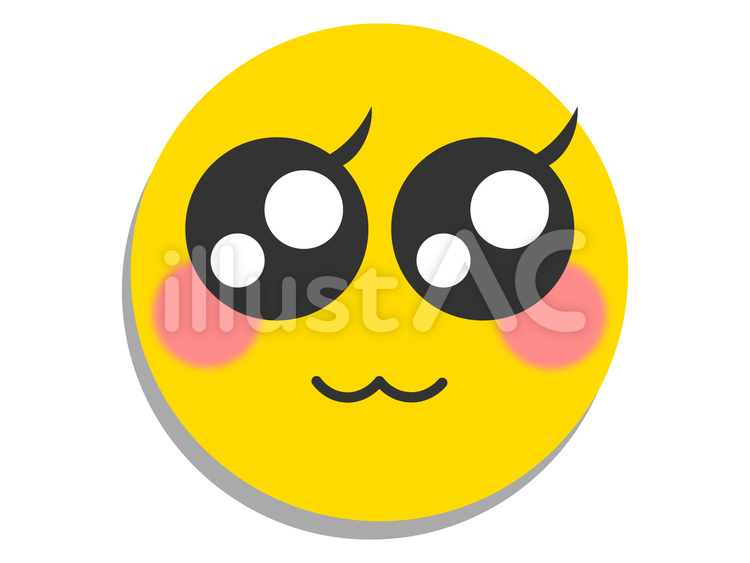 感情表現　絵文字　顔　きゅん　影あり 絵文字,顔文字,表情のイラスト素材