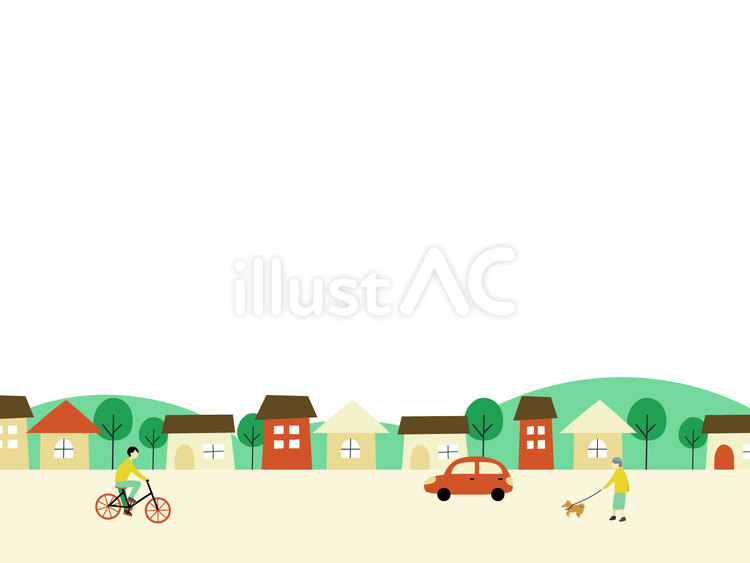 街並みと人のポップなかわいいフレーム 街並み,ライフスタイル,街のイラスト素材