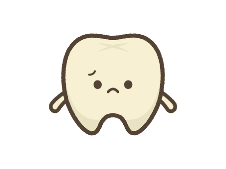 黄ばんだ歯のキャラクター 歯,歯医者,キャラクター,虫歯,歯茎,汚れ,黄ばみ,口臭,悩む,臭いのイラスト素材