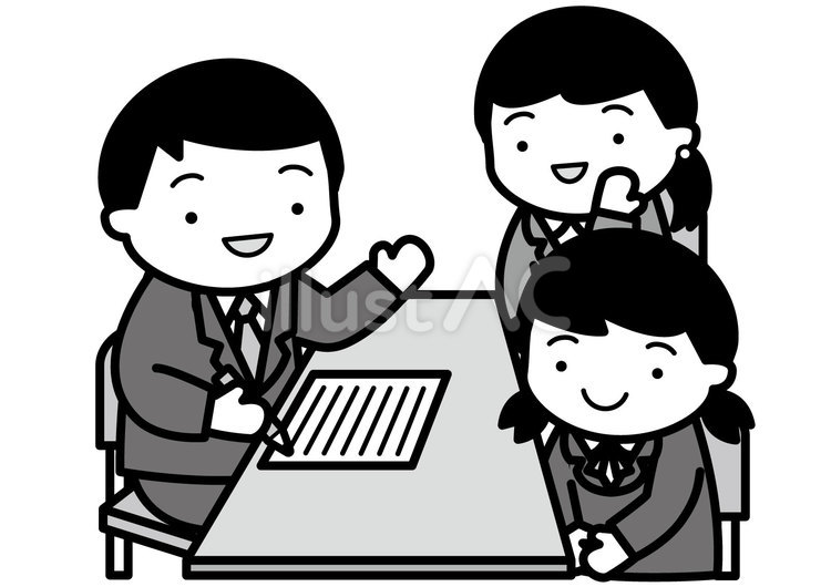 三者面談-2c 三者面談,面談,学校のイラスト素材