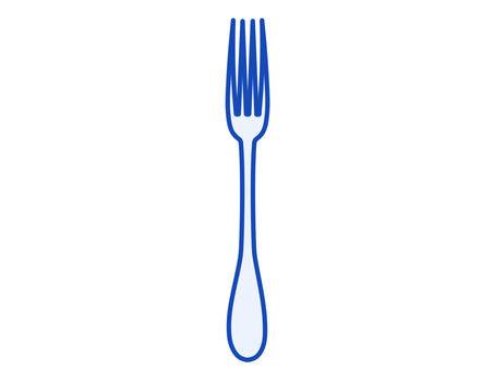 食事用のフォークのイラスト（青） フォーク,カトラリー,道具,食器,突き刺す,刺す,突く,洋食,食事,ごはんのイラスト素材