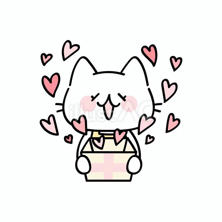 プレゼントをもらう母ねこ 母の日,お母さん,プレゼントのイラスト素材