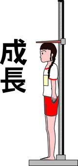 成長伸びる　 成長,伸びる,身長,身体測定,器具,健康診断,学校,女子,漢字のイラスト素材