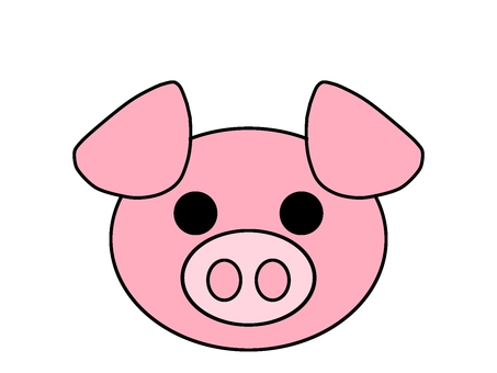 Illustration, pig, face, simple, 