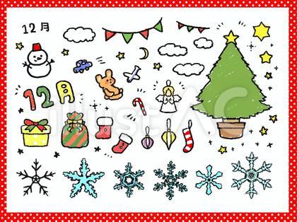 クリスマスのゆる鉛筆イラストセット2